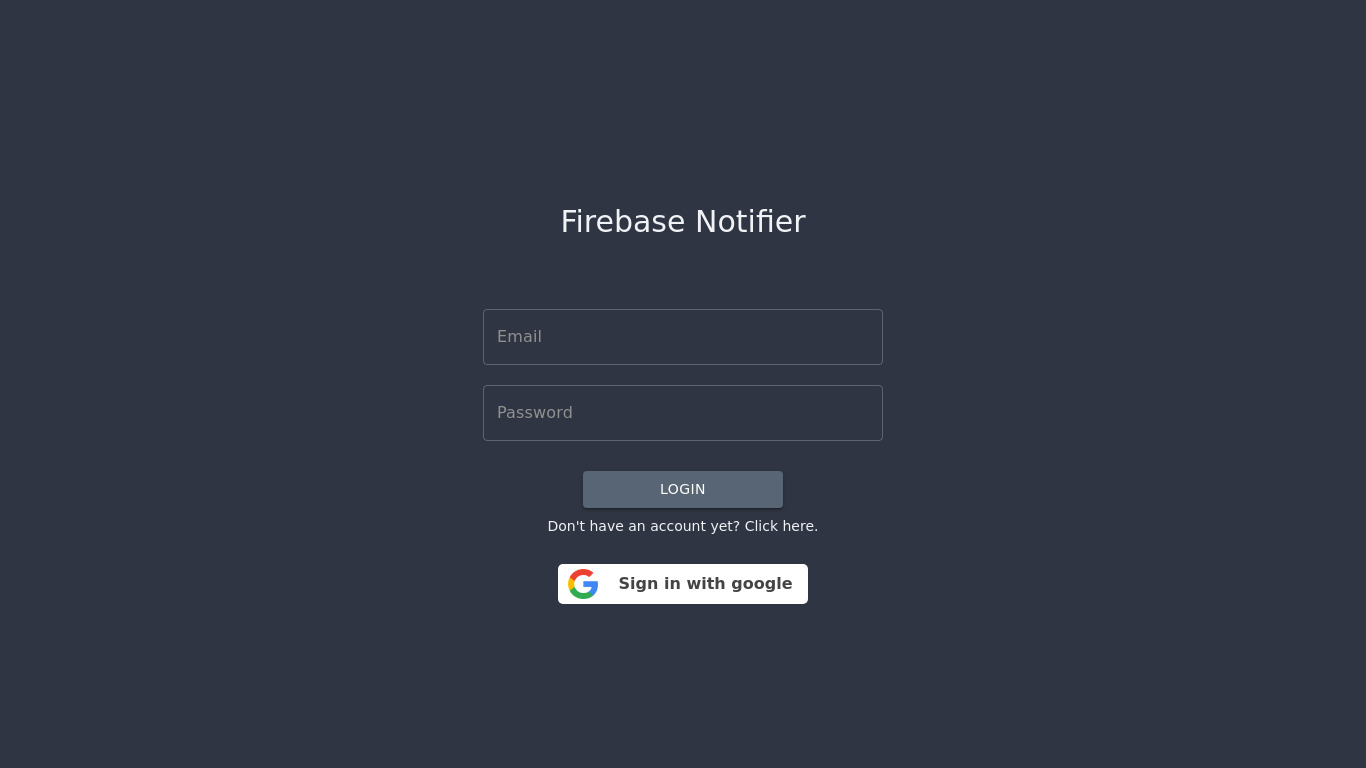 Firebase Notfier Landing page
