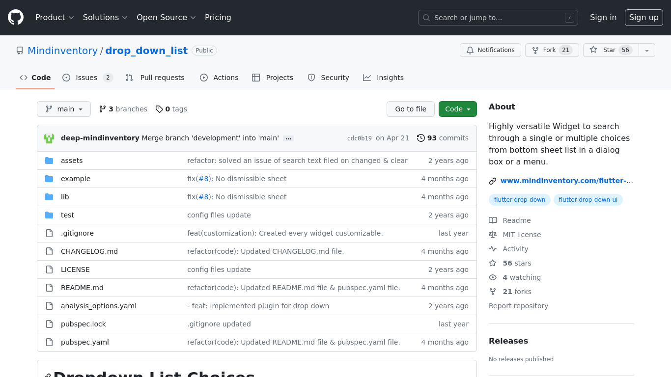 Dropdown List Landing page