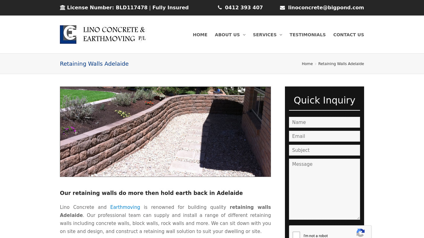Retaining Walls Adelaide Landing page