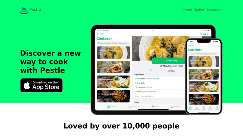 Pestle Kitchen Companion Landing Page