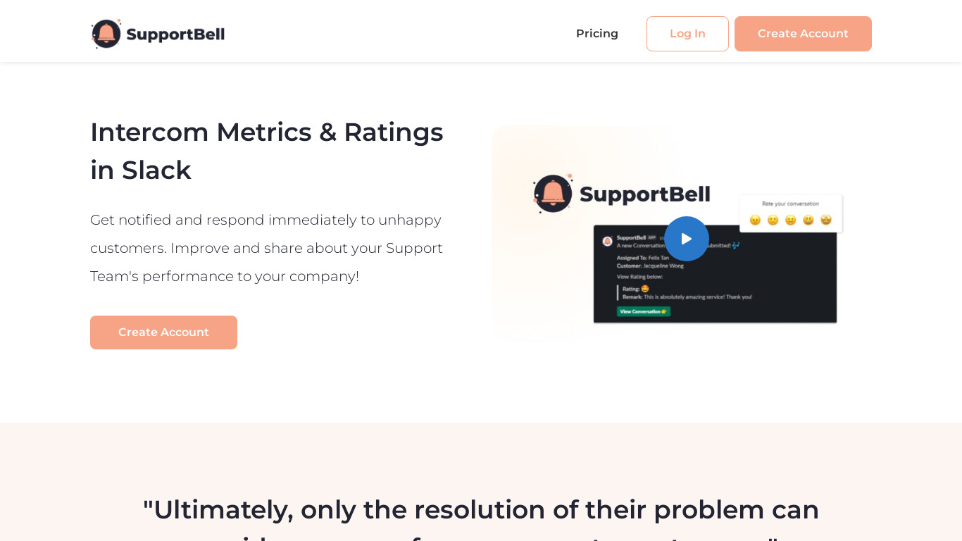 SupportBell Landing page