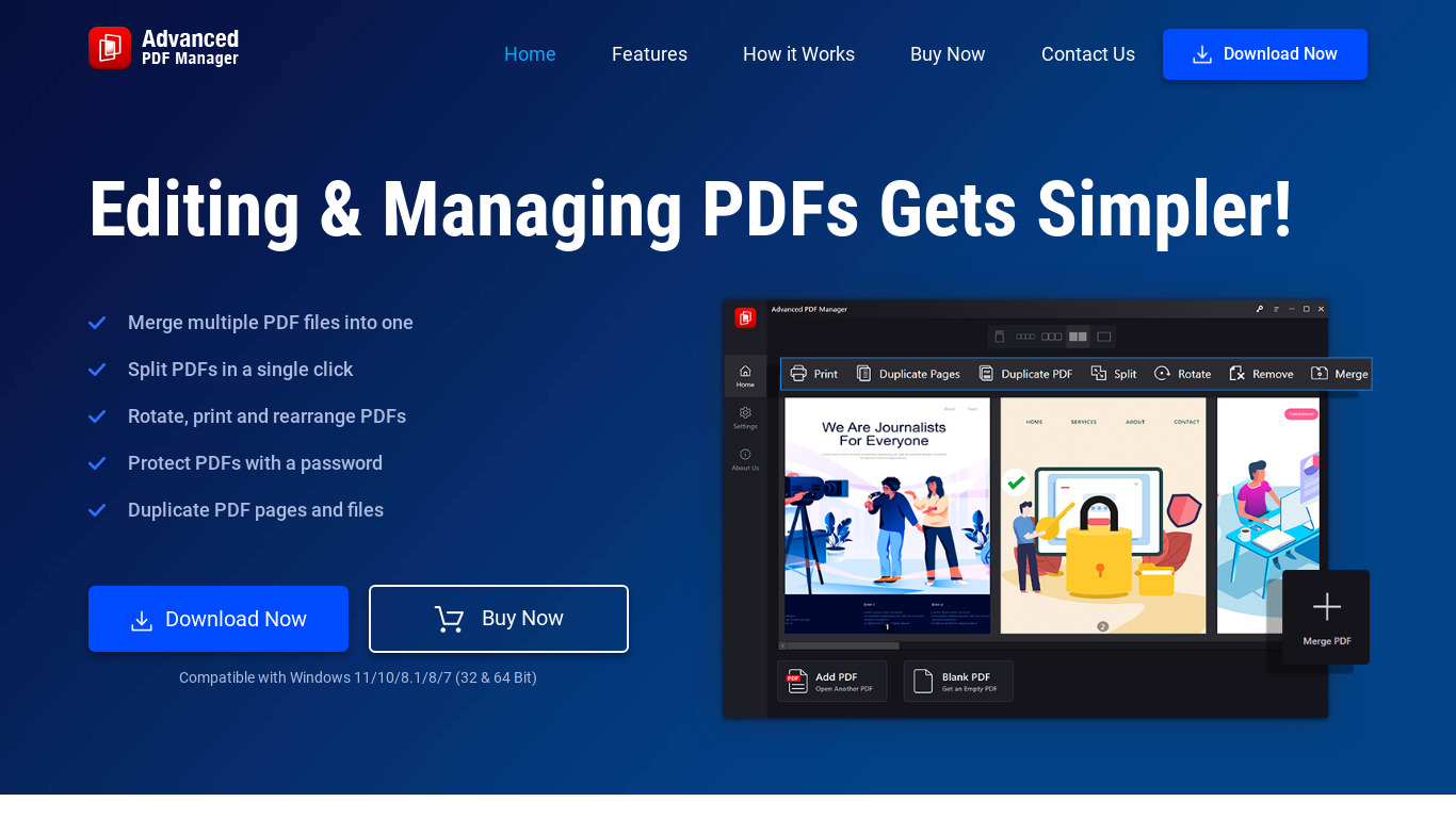 Advanced PDF Manager Landing page