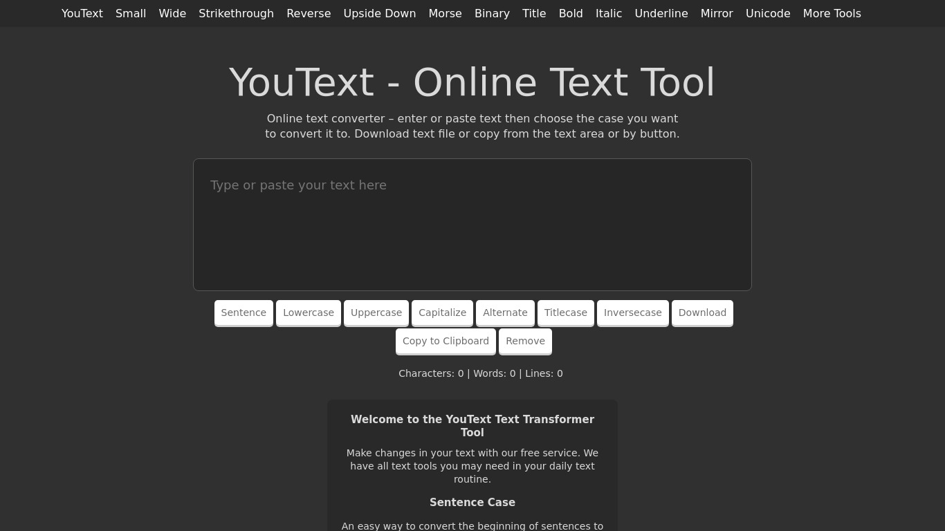 YouText – Online Text Tool Landing page