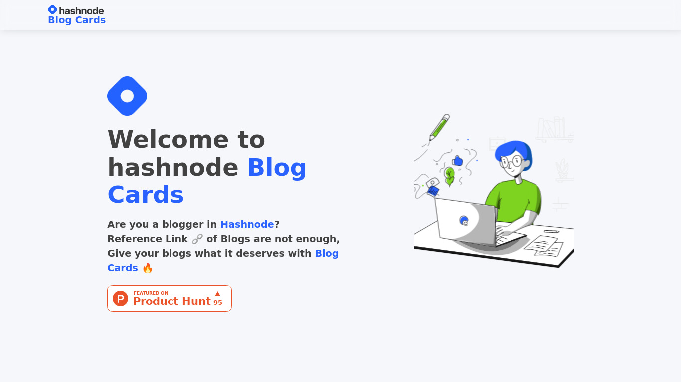 Hashnode Blog Cards Landing page