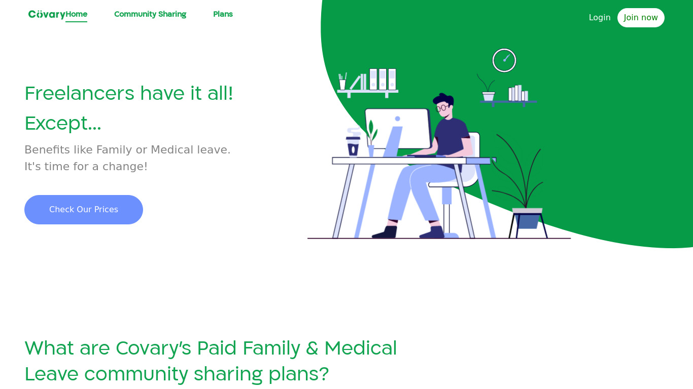 Covary.io Landing page