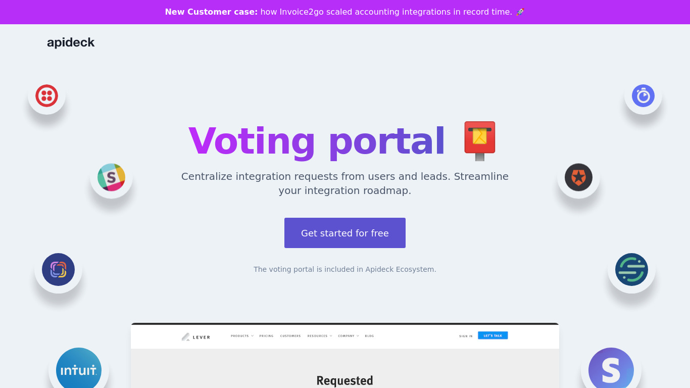 Integration Voting Portal Landing page