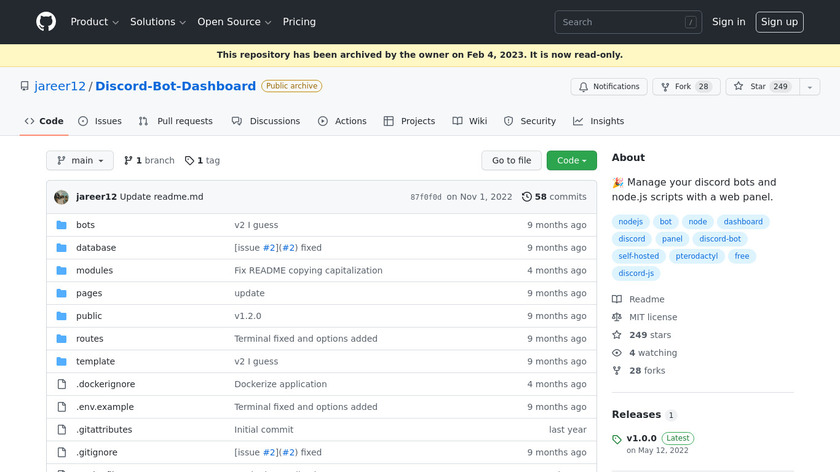 Discord Bot Panel Landing Page