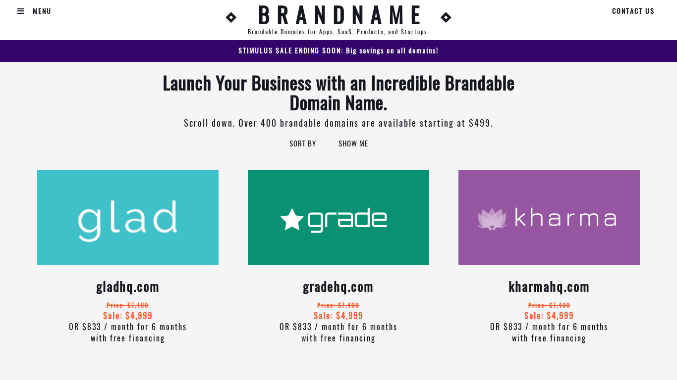 Brandname Landing page