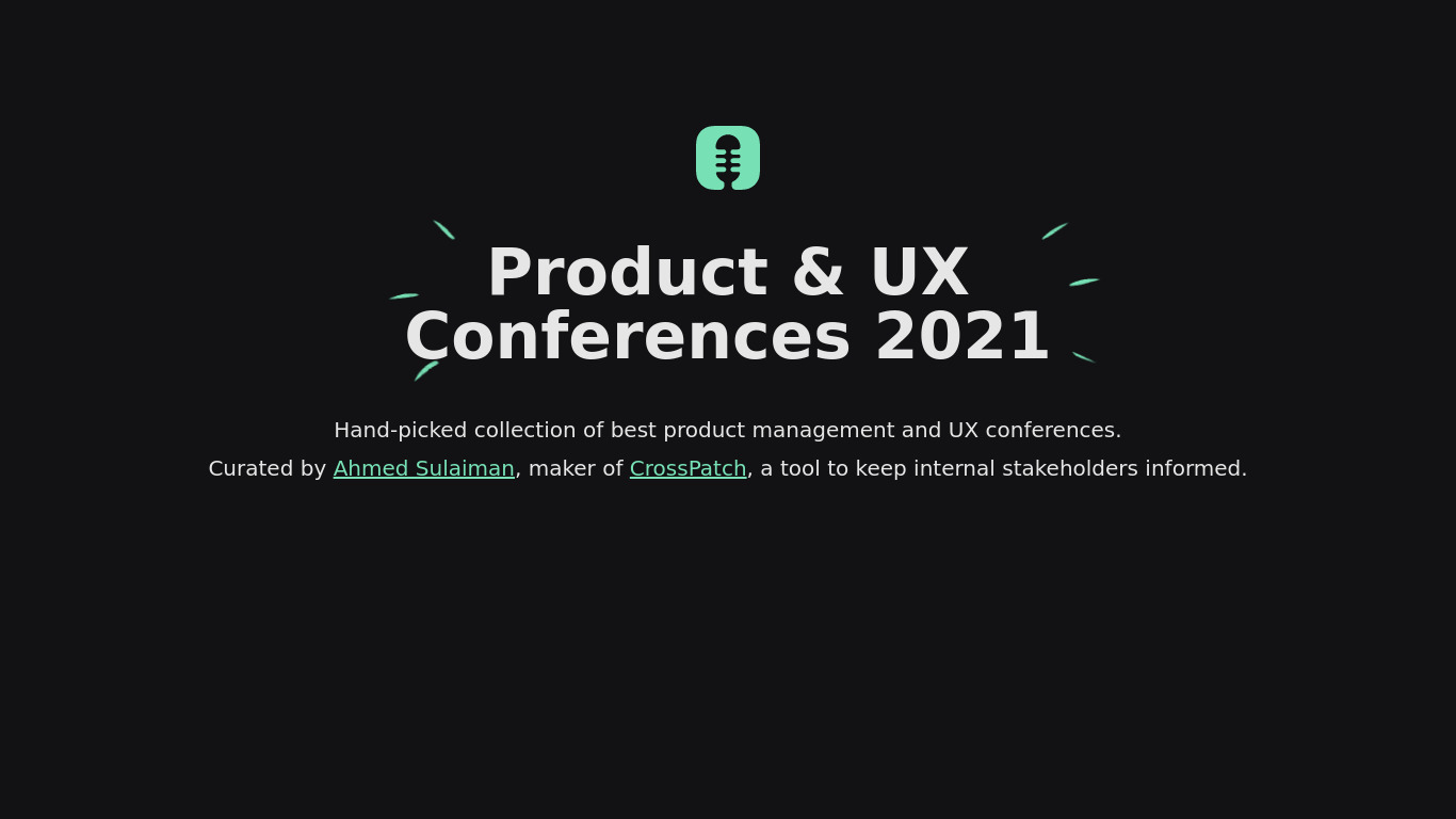 Product & UX Conferences Landing page