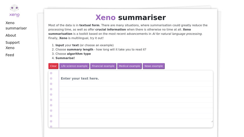 Xeno.Report Landing Page