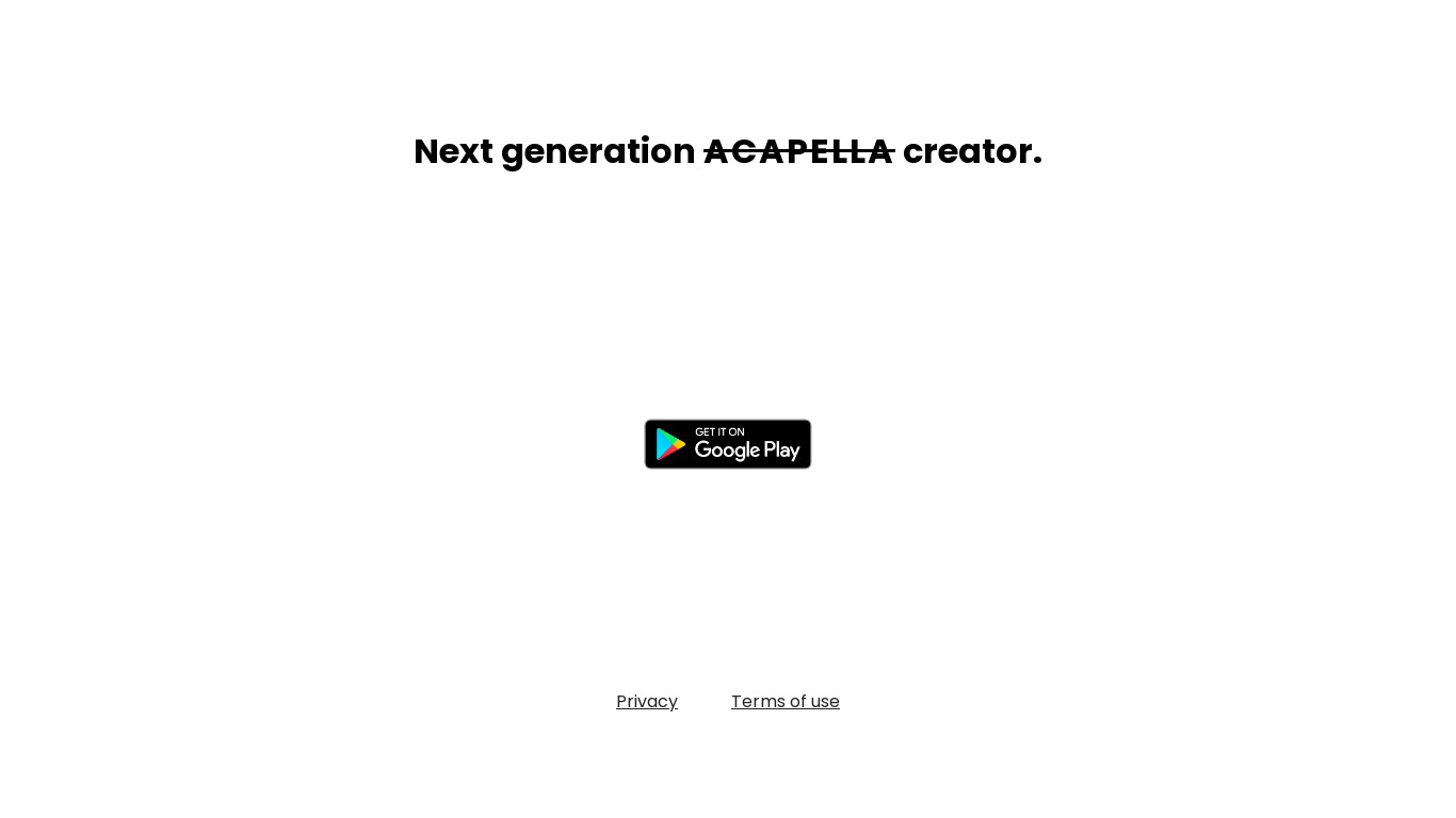 Acapella Landing page