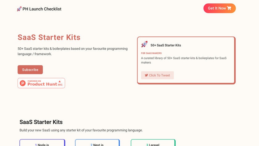 SaaS Starter Kits Landing Page