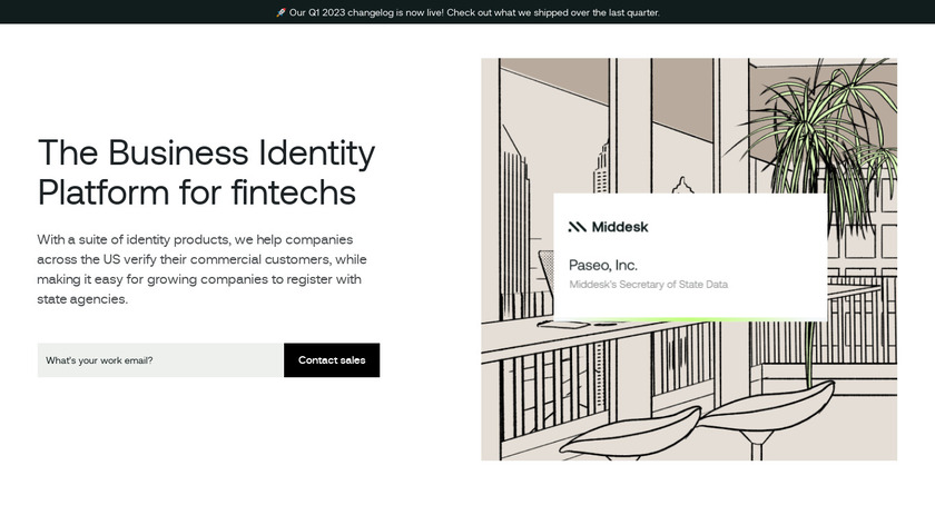 Community Business Tool by Middesk Landing Page