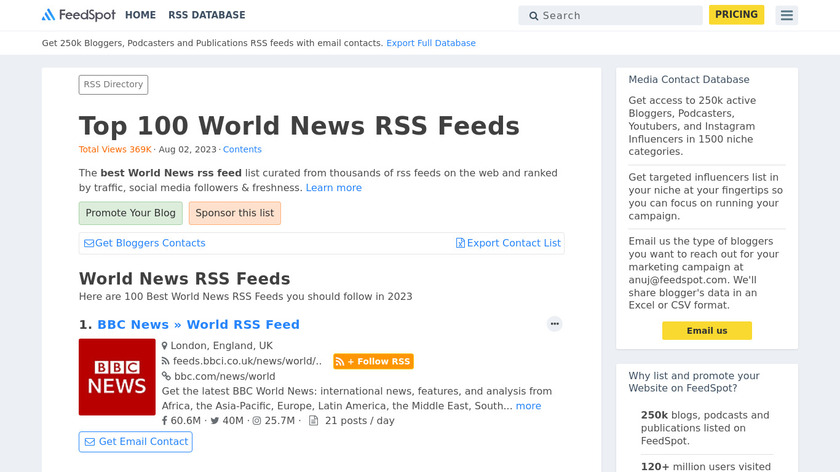 Good News RSS Feeds Landing Page