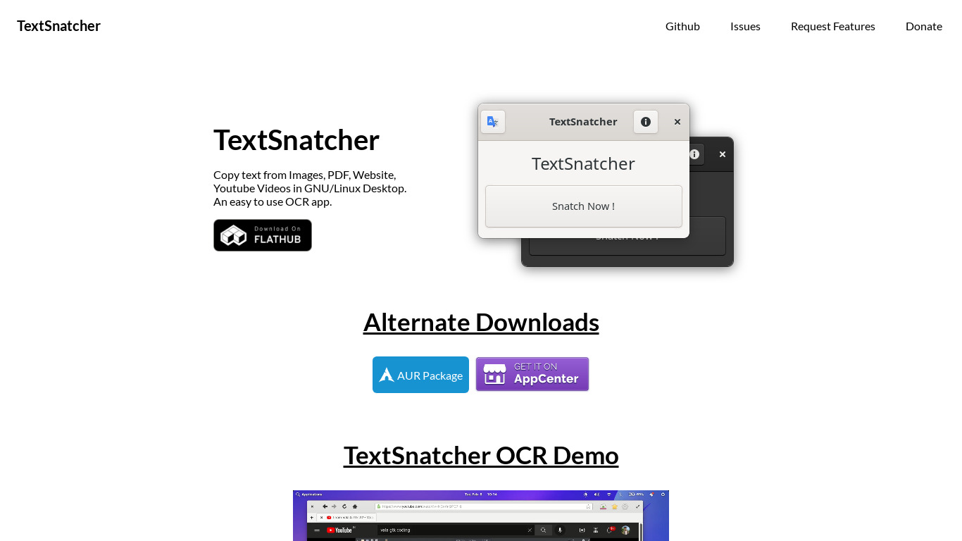 TextSnatcher Landing page