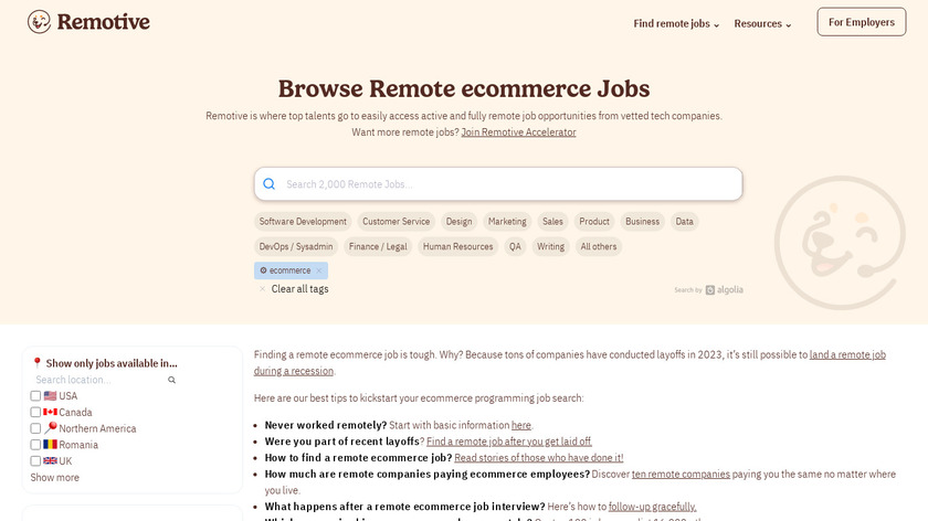 Remote Ecommerce Jobs Landing Page