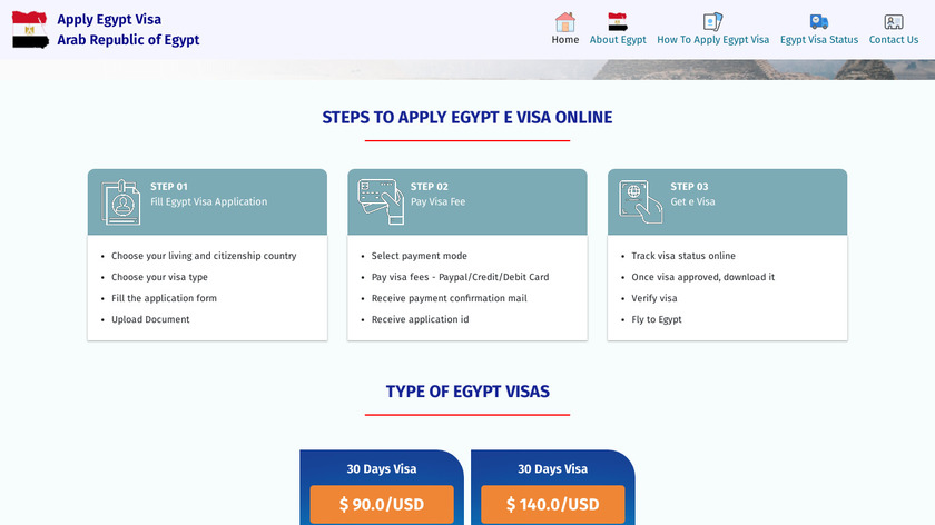 Apply Egypt Visa Landing Page