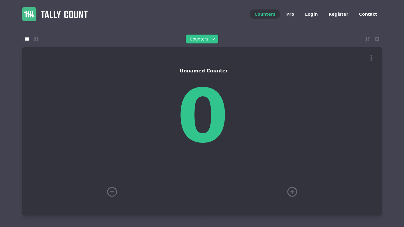 Tally Count Landing page