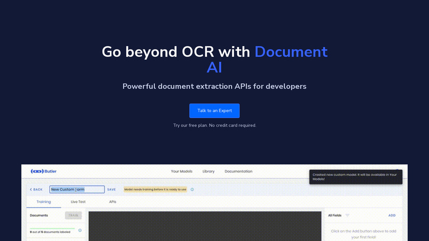 Butler Document AI Landing Page