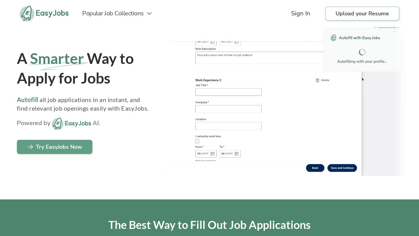 EasyJobs Landing page
