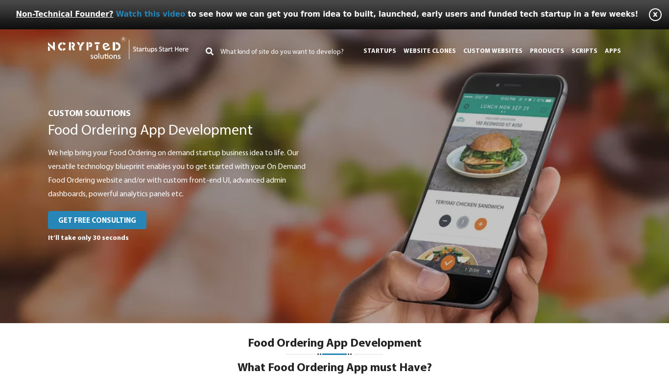 Food Ordering App Landing page