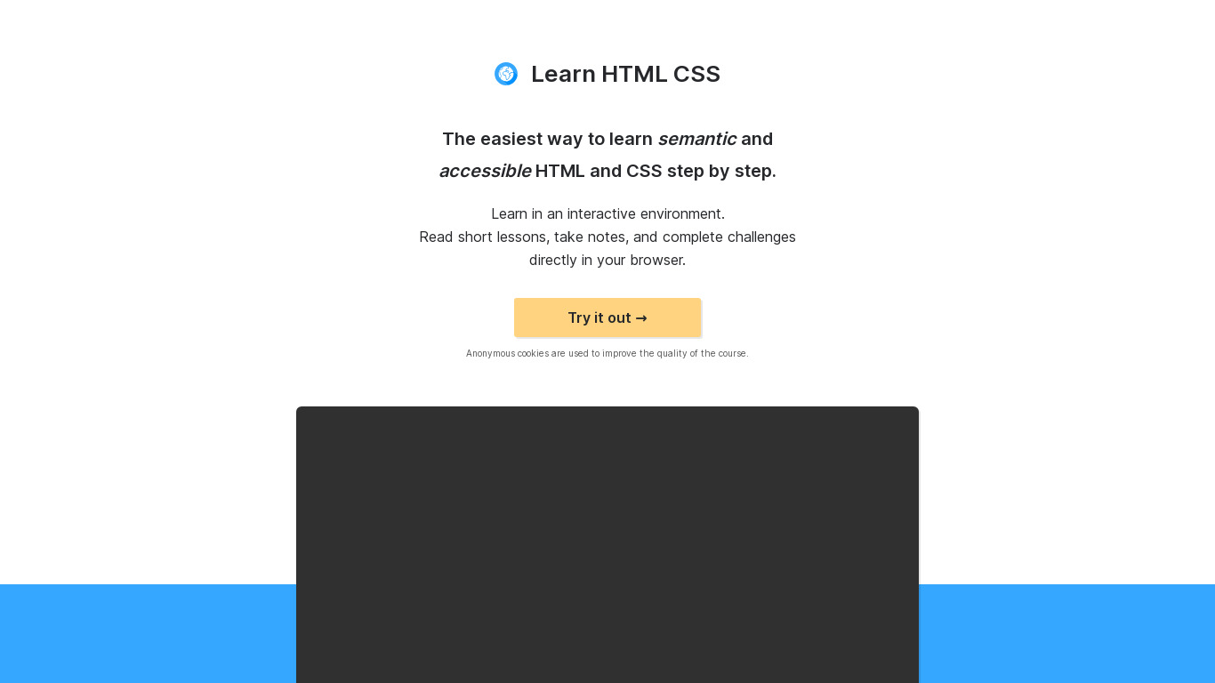 Learn HTML CSS Landing page