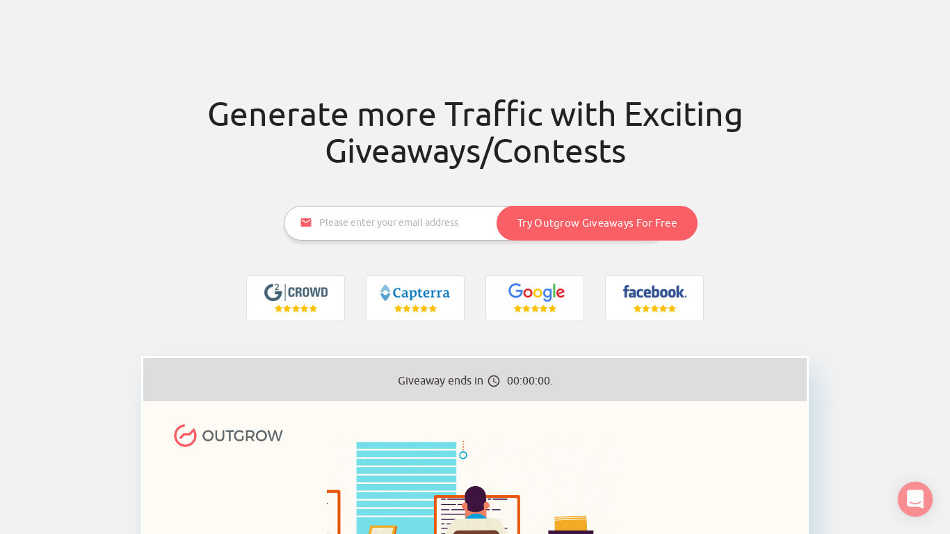 Outgrow Contests & Giveaways Landing page