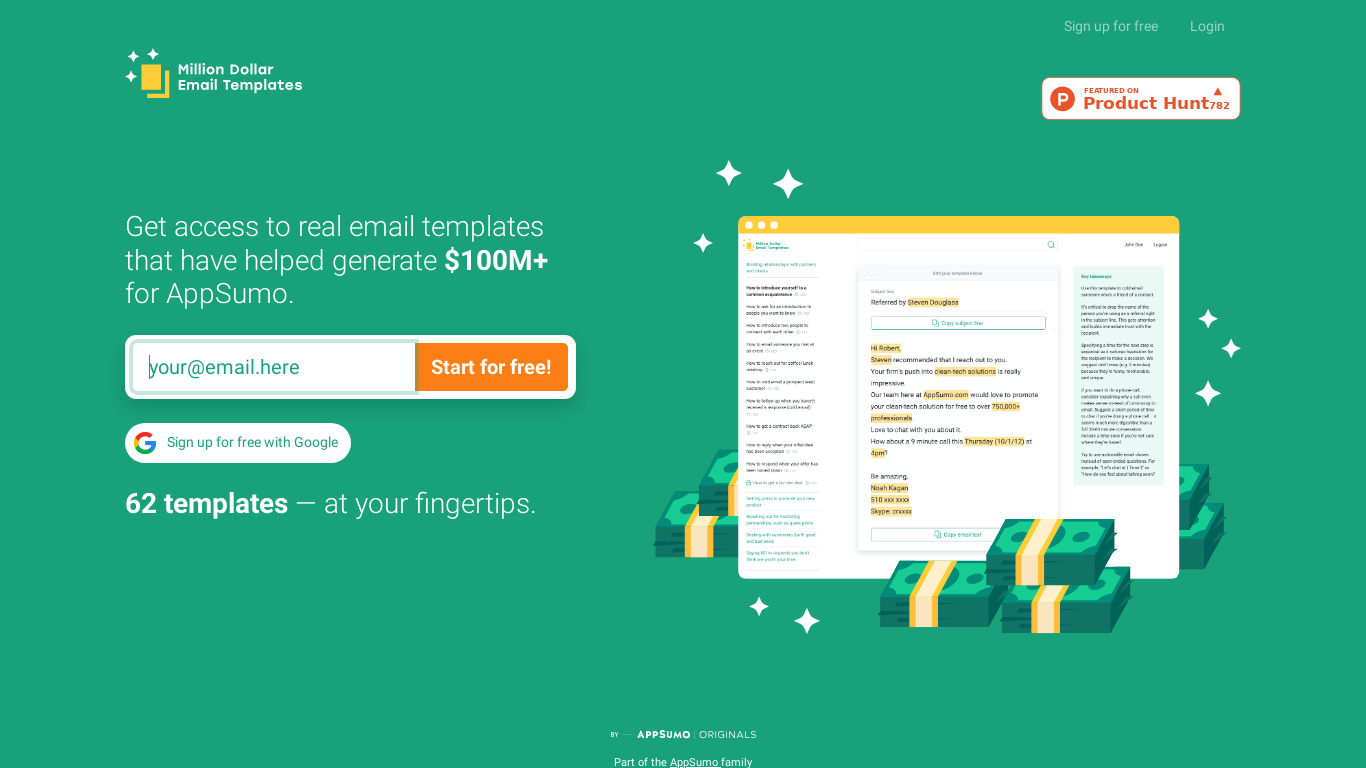 Million-Dollar Email Templates Landing page