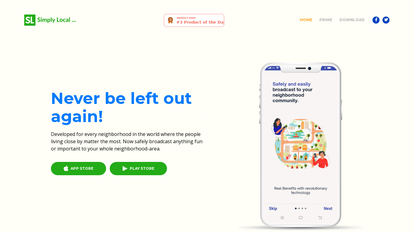 Simply Local Landing page