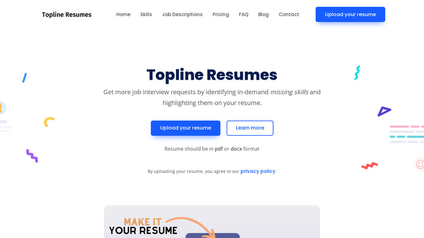 Topline Resumes Landing Page