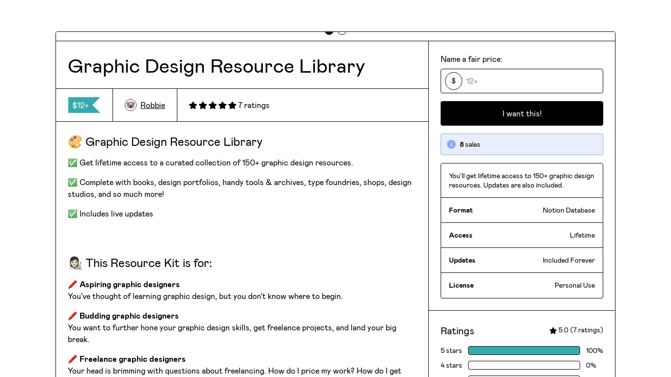 Graphic Design Resource Library Landing page