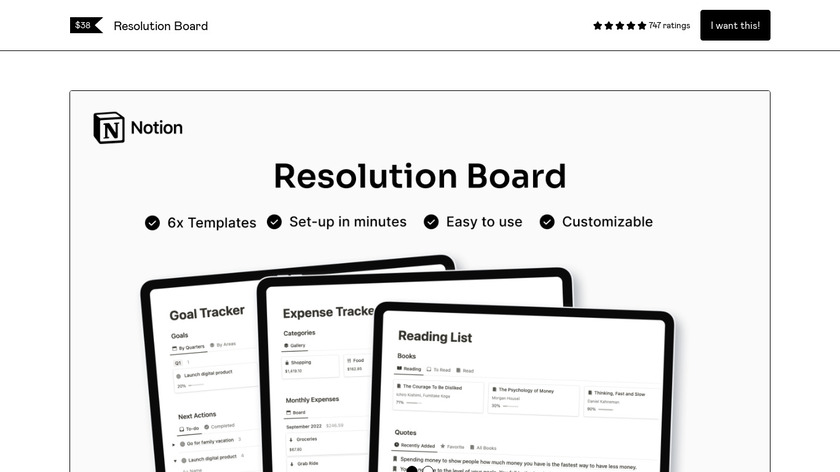 Notion Resolution Board Landing Page