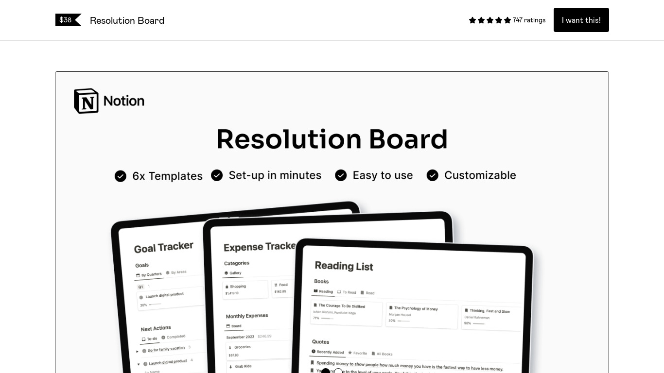 Notion Resolution Board Landing page