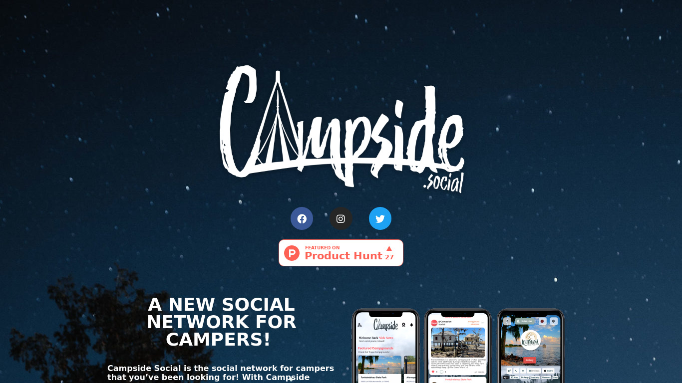 Campside Social Landing page