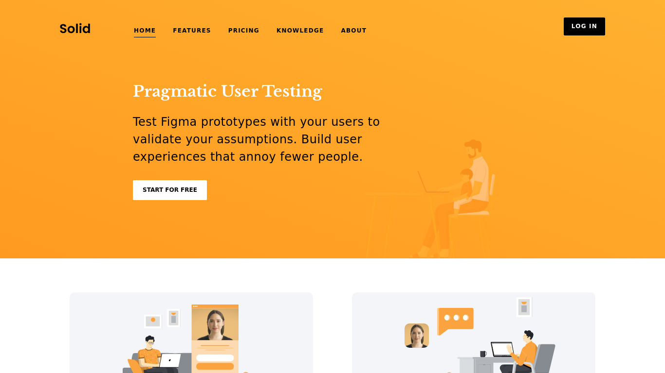 Solid User Tests Landing page