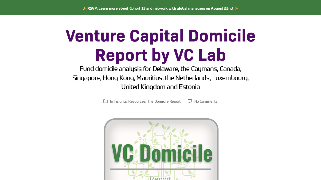 VC Domicile Playbook Landing page