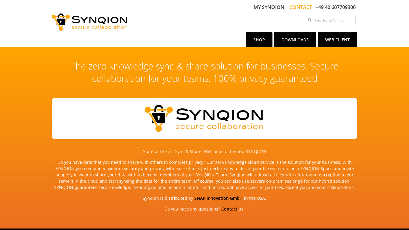 Synqion Landing page