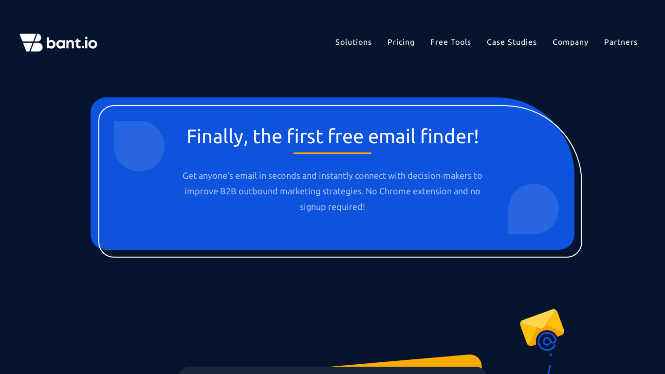 bant.io - free email finder Landing page