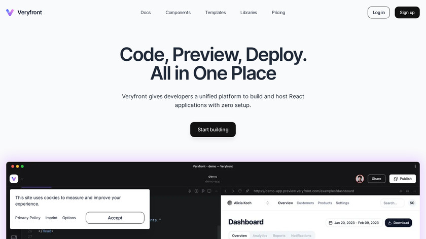 Veryfront Landing Page