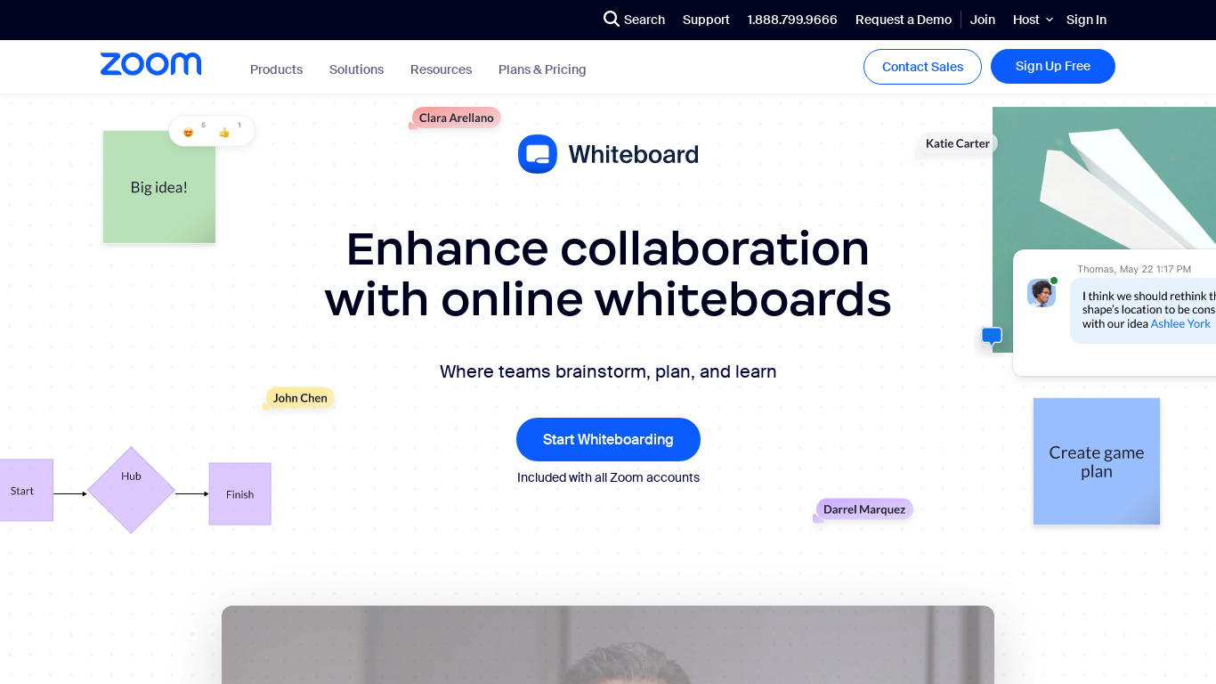Zoom Whiteboard Landing page