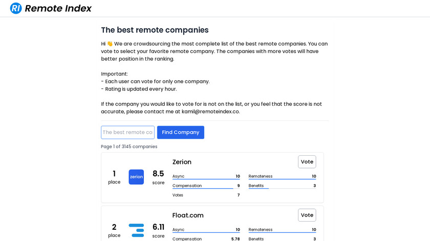 The Best Remote Companies Landing Page