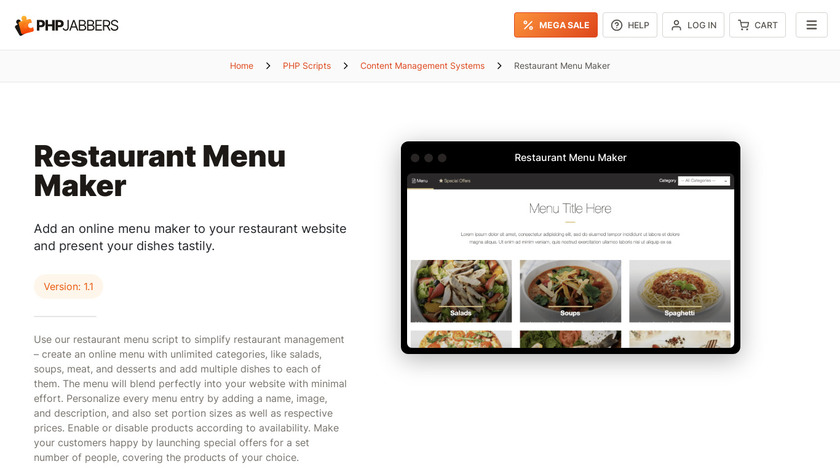 Restaurant Menu Maker Landing Page