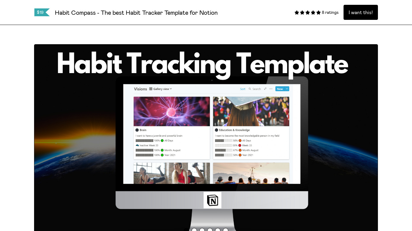 Notion Habit Tracker Landing page