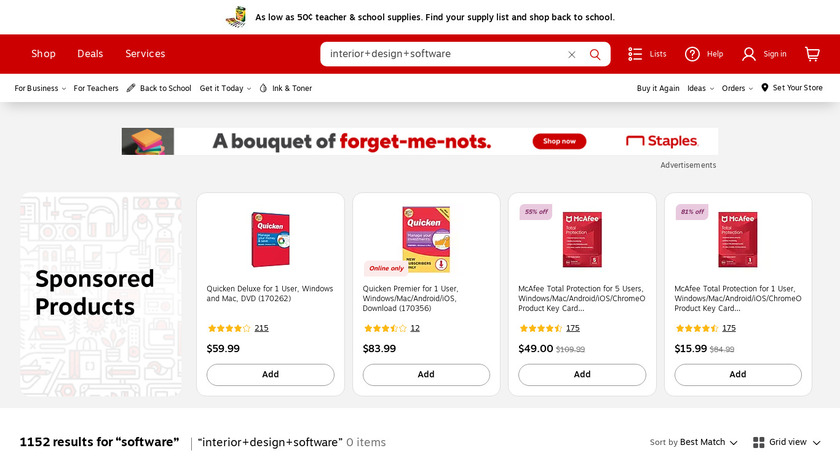 Staples Interior Design Software Landing Page