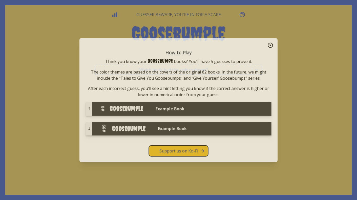 Goosebumple Landing page