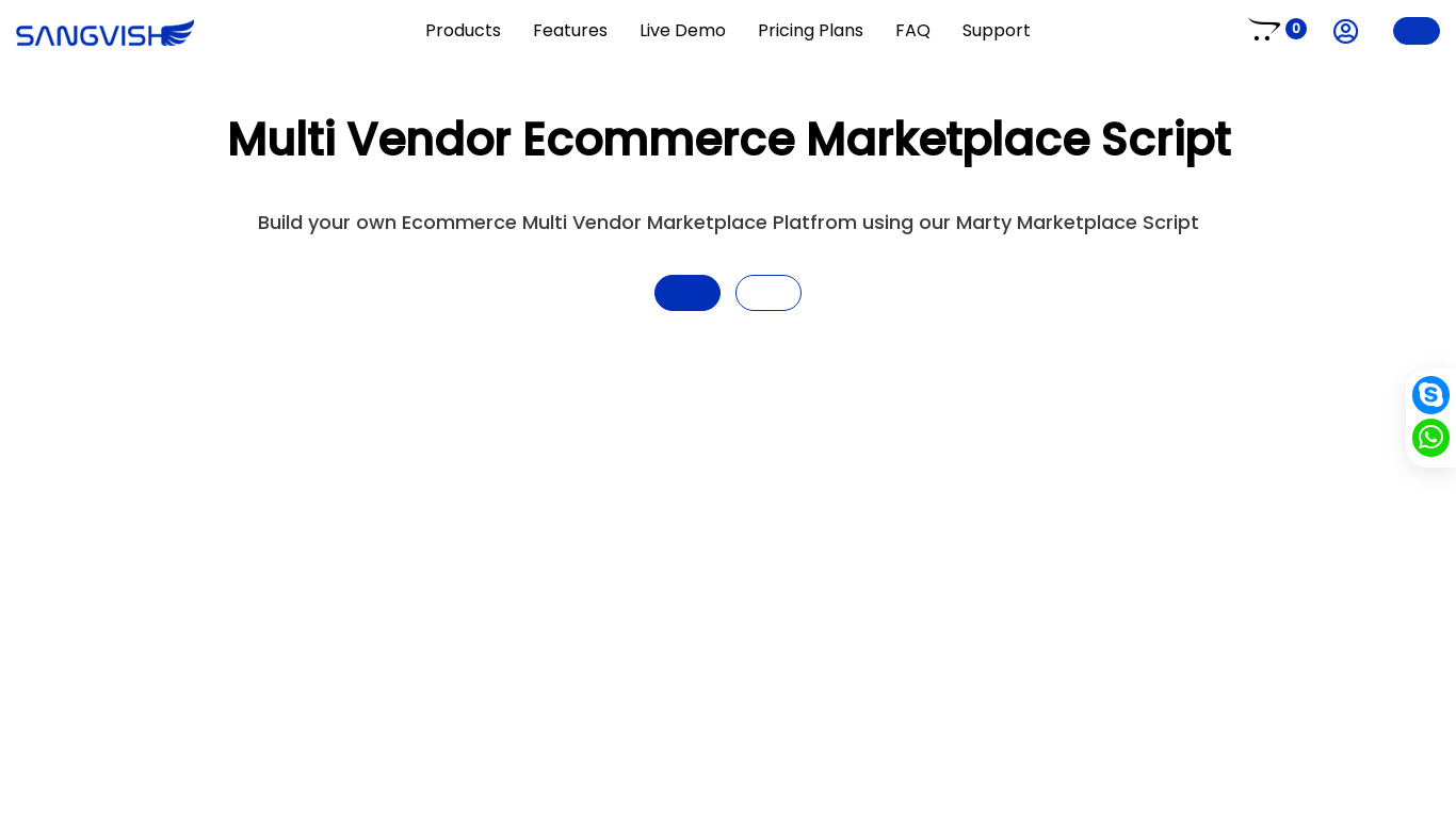Migrateshop eCommerce Marketplace Script Landing page