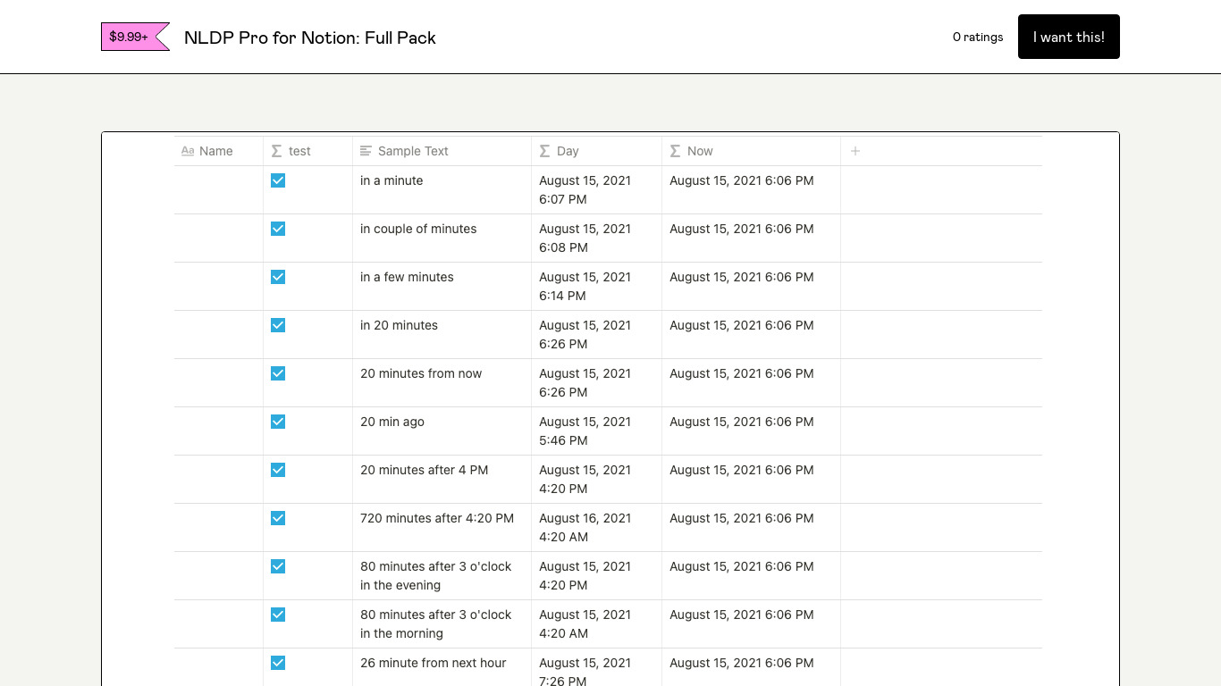 NLDP for Notion Landing page