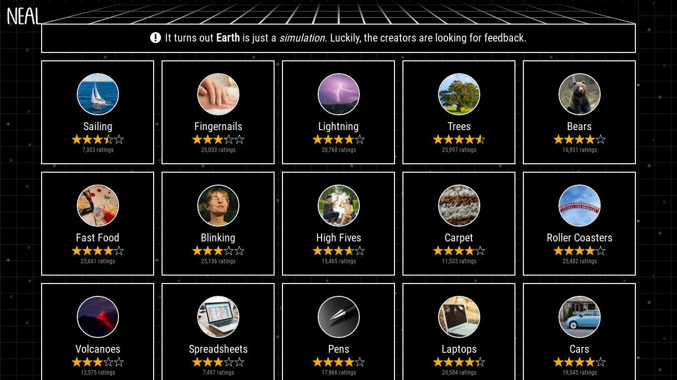 Earth Reviews Landing page