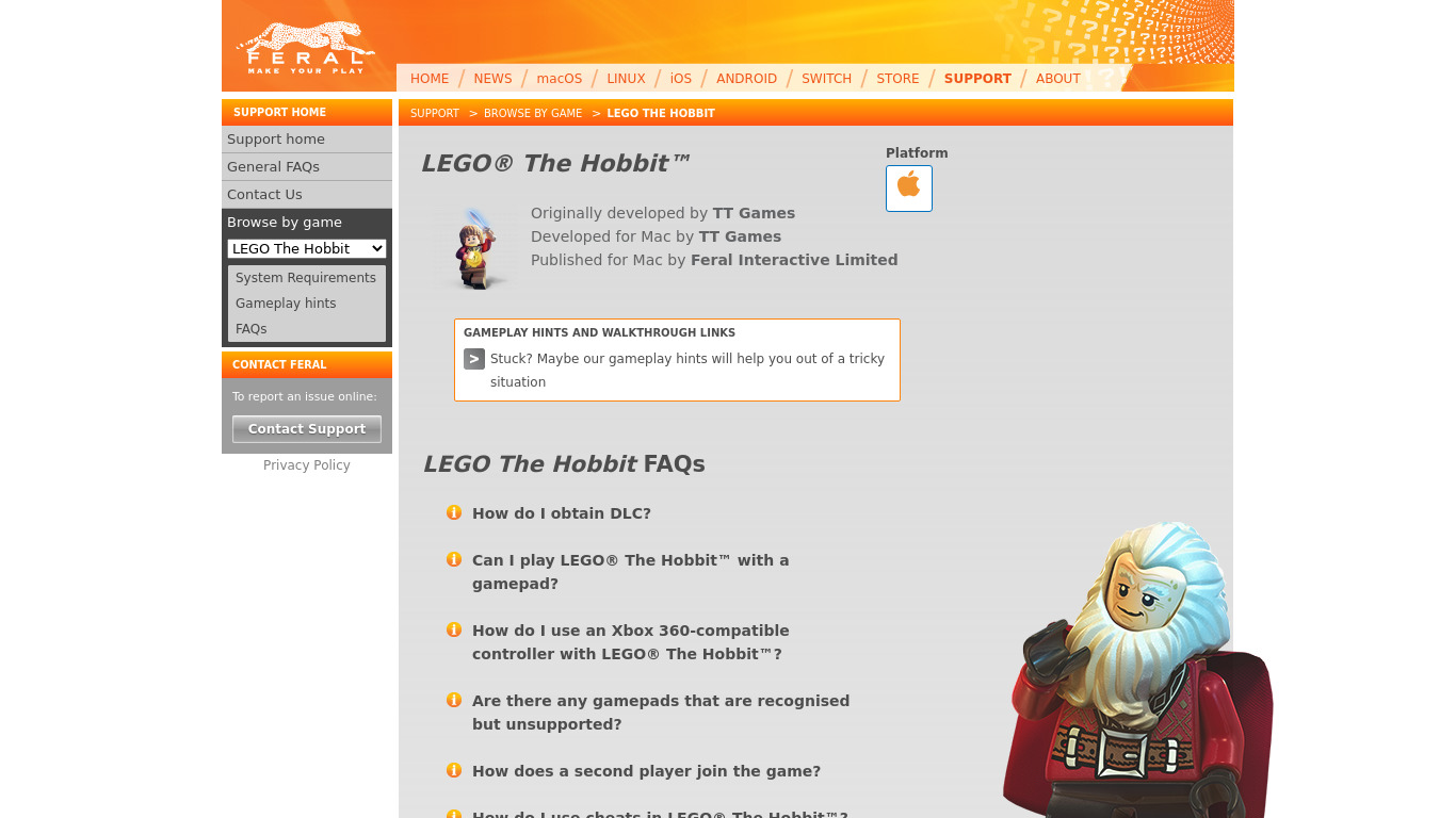 Lego The Hobbit Landing page