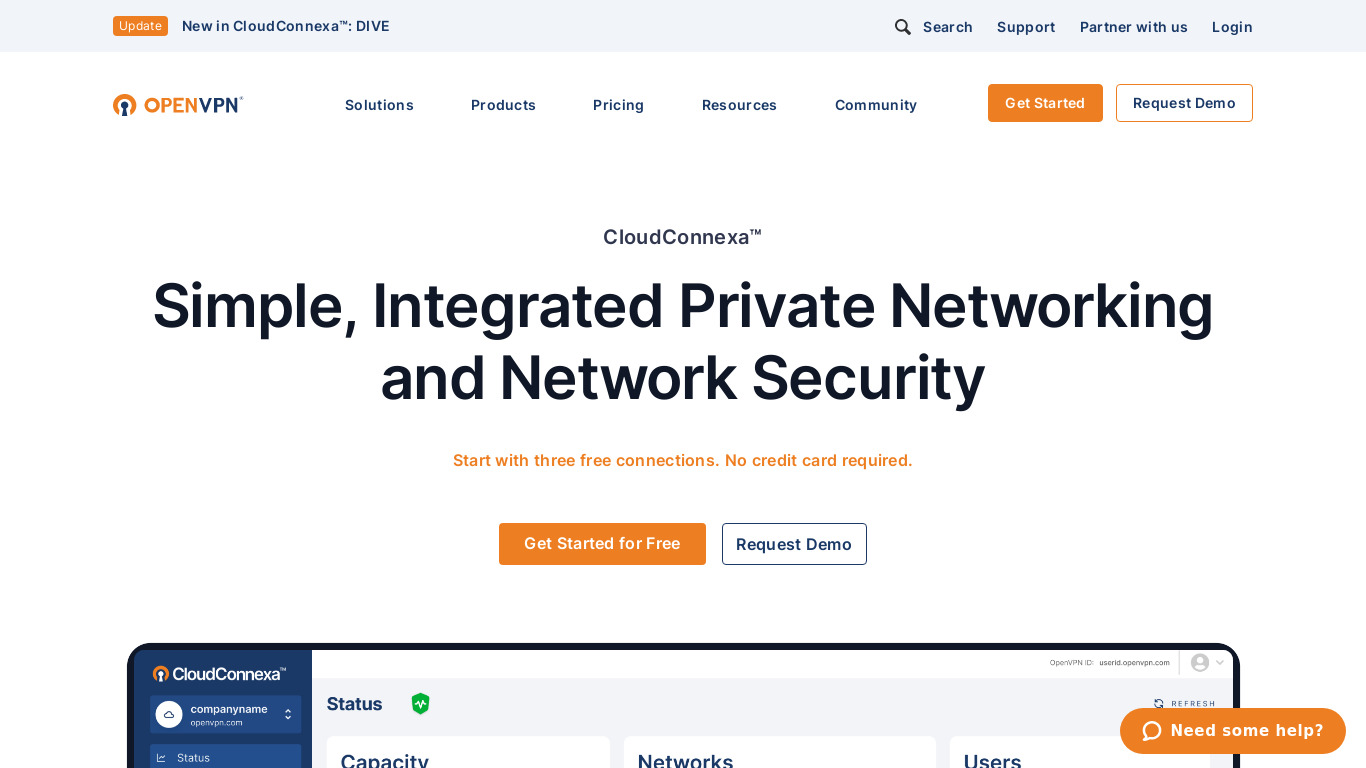 OpenVPN Cloud Landing page